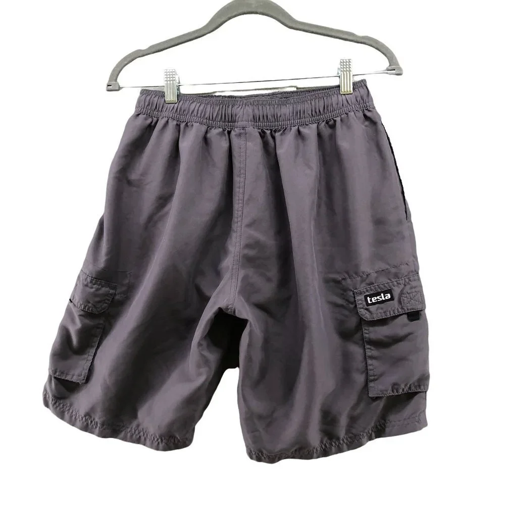 Tesla Swim Trunks Mens S Gray‎ Lined 9